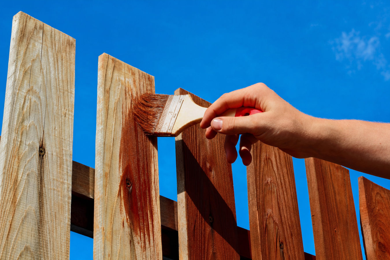Fence staining and sealing